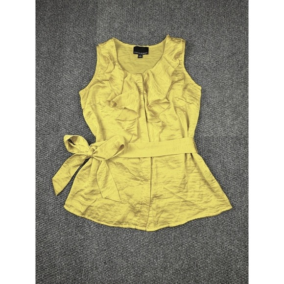 Cynthia Rowley Tops - Cynthia Rowley Women's Yellow Ruffle Details Belted Modern Blouse Top S Classic